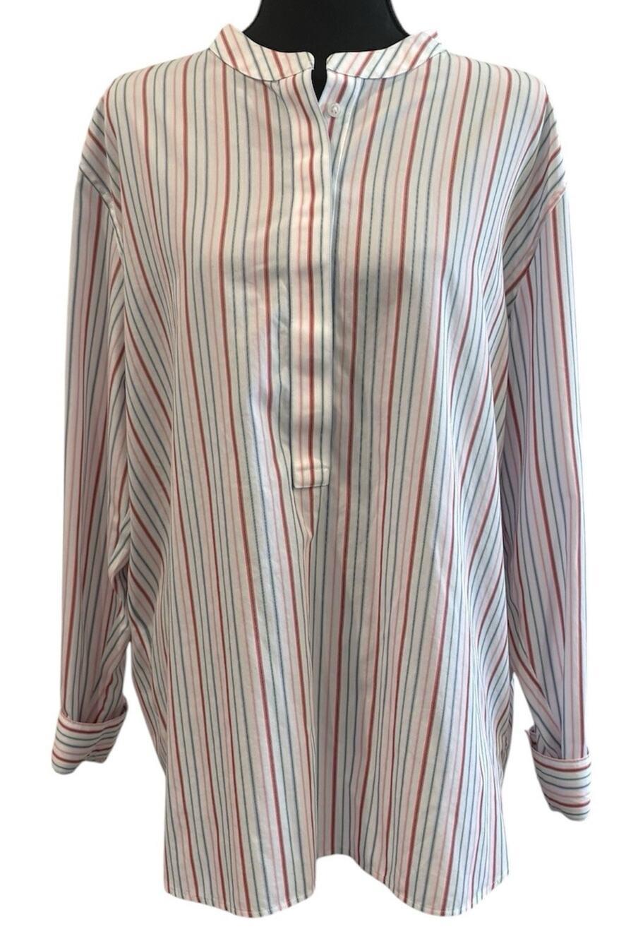 Lands' End Long Sleeve 1/2 Button Colorful Striped No Iron Shirt Size XL